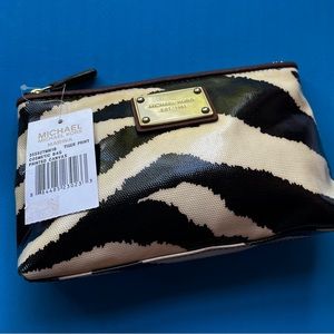 Michael Kors Tiger Printed Canvas Cosmetic Bag - NWT